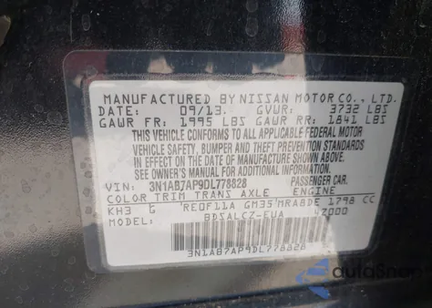 2013 Nissan Sentra Fe+ S from USA, damaged, VIN 3N1AB7AP9DL778828